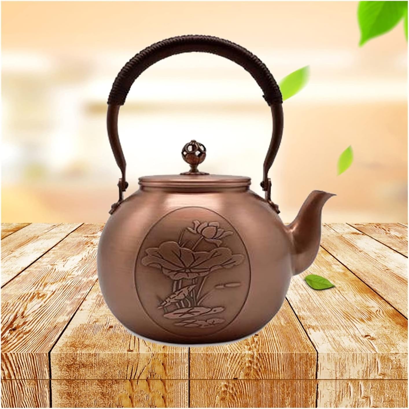 Teapot 1600ML Antique Pure Copper Tea Kettle Teapot Health Boiling Water Pot Handmade Carved Tea Pot Red Copper Tea Set Tea Maker (Color : Style-14) (2)
