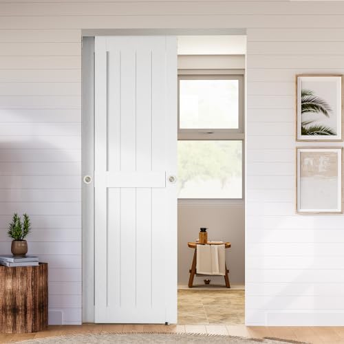 SMARTSTANDARD 72"/6FT Bypass Sliding Door Hardware Soft Close Kit for Cabinet Closet, Sliding Pocket Door Hardware For 2 Doors, with Finger Pull-Smoothly and Quietly-Fit 36.5" Wide Door Panel, No Door