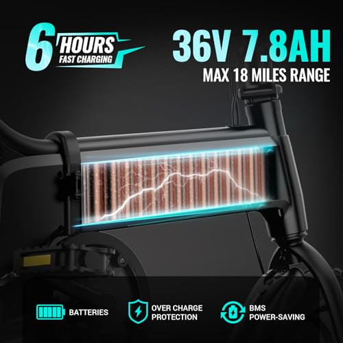 TST Foldable Electric Bike for Adults, Small Electric Bicycle 500W Peak Motor, Commuter Ebike 18MPH, Max 18 Miles Range, 14" Pneumatic Tires Portable Electric Bike with Smart LED Screen