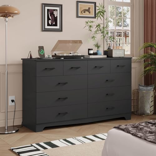 Hasuit Tall Dresser for Bedroom, White Large Chest of Drawers, 55.6'' High Dressers with 7 Drawers, Modern Wooden Vertical Storage Clothes Closet Organizer