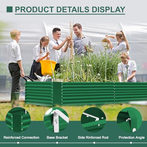 Land Guard 8x4x3ft Rectangular Galvanized Raised Garden Beds, 36" Tall Large-Capacity Metal Planter Box Outdoor, Durable Deep Raised Garden Bed, Raised Beds for Gardening Vegetables, Classic Silver