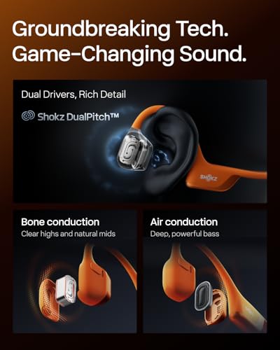 SHOKZ New OpenRun Pro 2 - Open-Ear, Bone Conduction Sport Headphones - with Reflective Strip - Sweat Resistant, Workout Headphones - Secure, Wireless, Comfortable Fit-Deep Bass and Smart Mic App