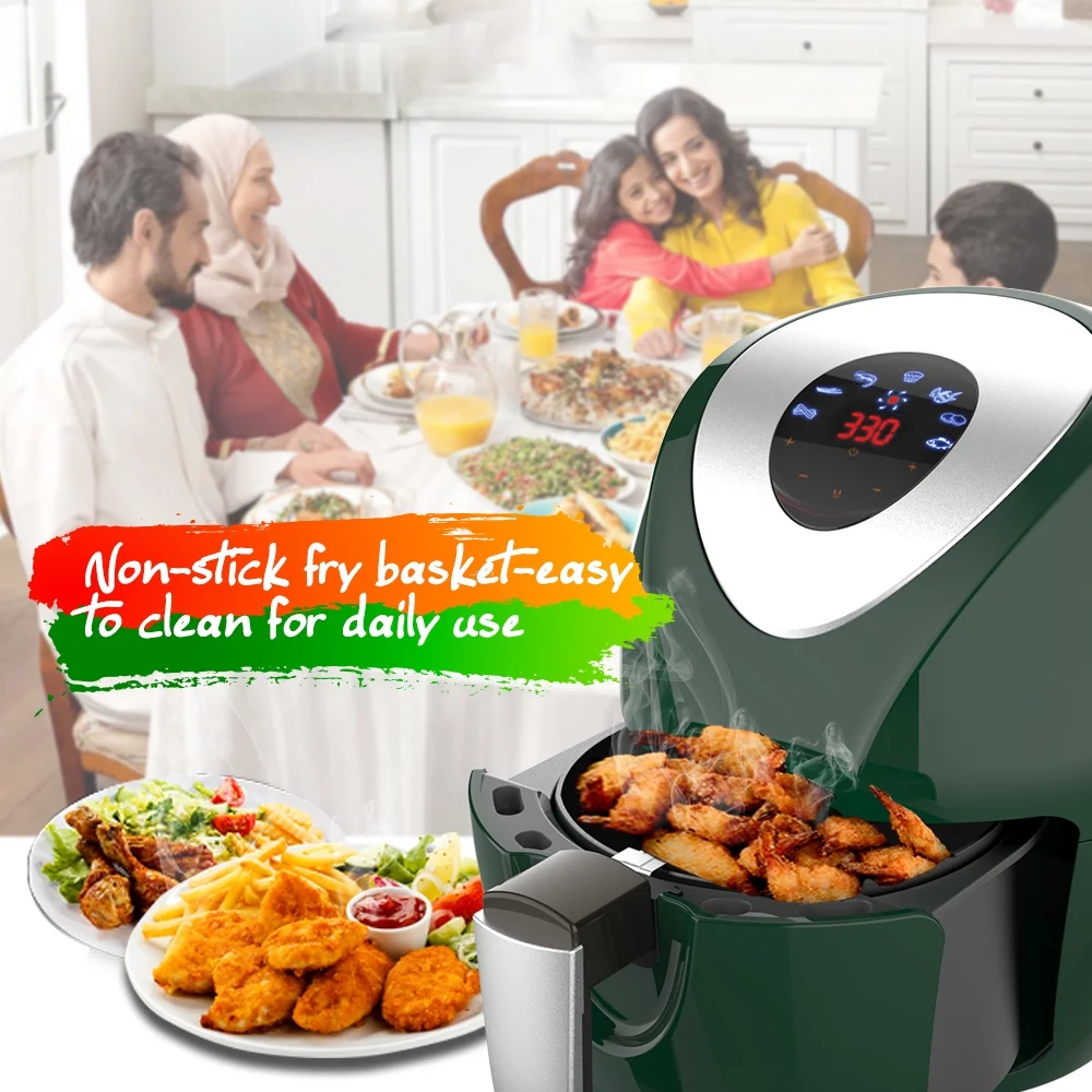 KAPAS Electric Air Fryer, 6.8 Quarts, 6.5 Liter Capacity and 7-in-1 One-Touch Screen Cook Presets with Additional Accessory