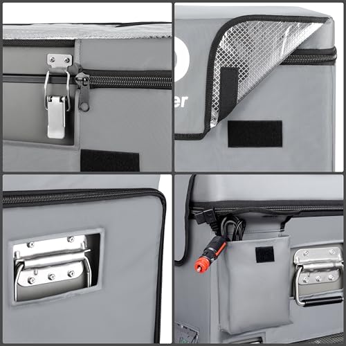 ICECO VL60 12V Car Refrigerator, 63Qt Dual Zone Portable Freezer Powered by SECOP, 0°-50°F, 12/24V DC & 110-240V AC, Compressor Electric Cooler Compact Freezer for Outdoor&Home Use, with slide