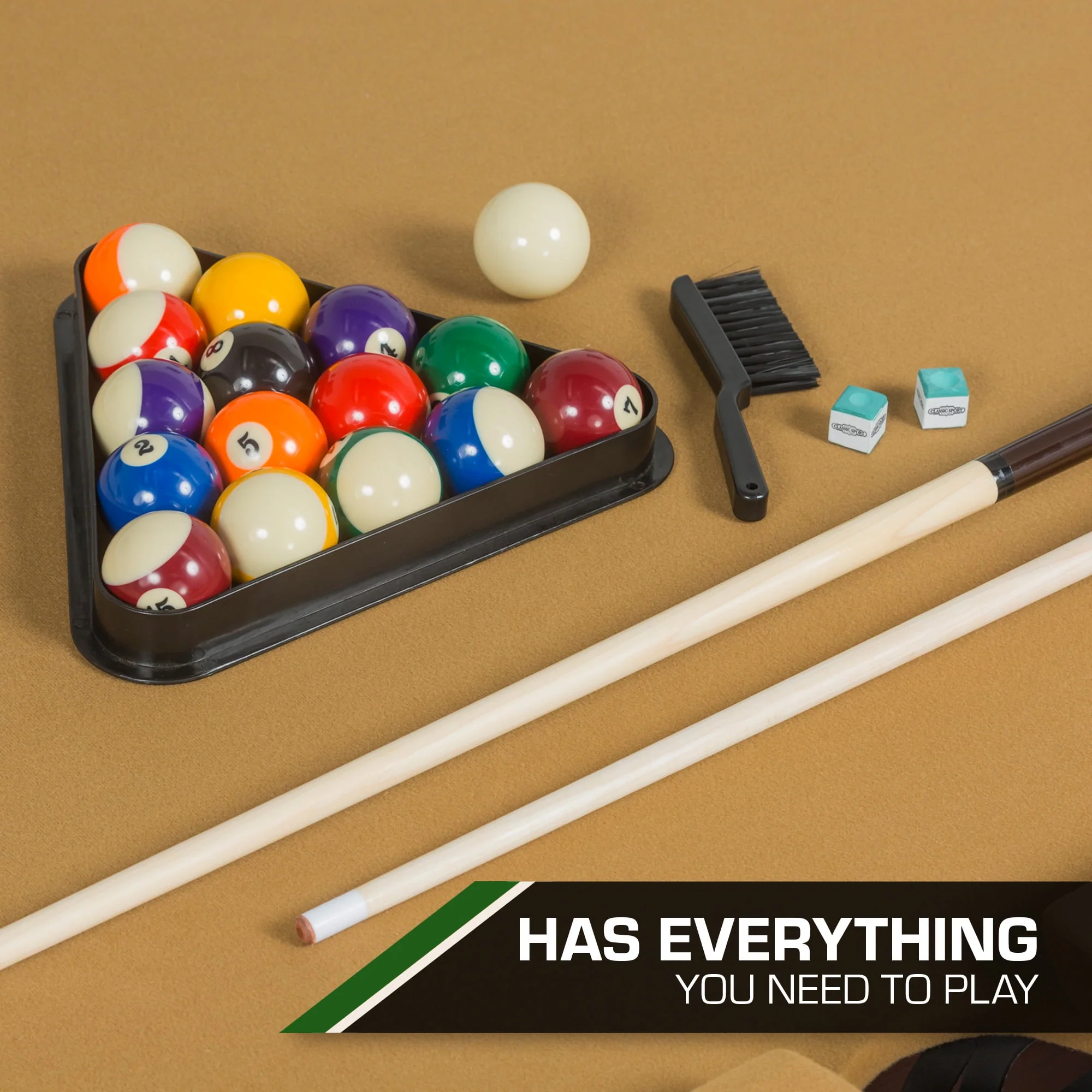 Classic Sports Brighton 87 Billiard Pool Table in Tan