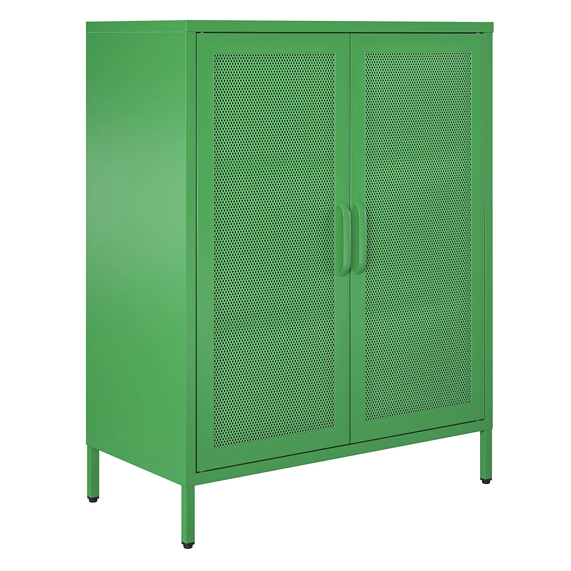 Novogratz Channing 2 Door Accent Cabinet-Mesh Metal Locker, Kelly Green