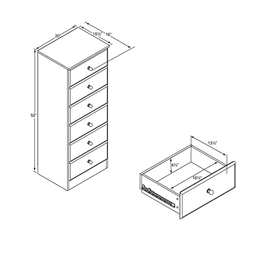 Prepac Sonoma 6 Drawer Dresser for Bedroom, Tall Chest of Drawers, Bedroom Furniture, Clothes Storage and Organizer, 19" D x 23.25" W x 52.75" H, Black