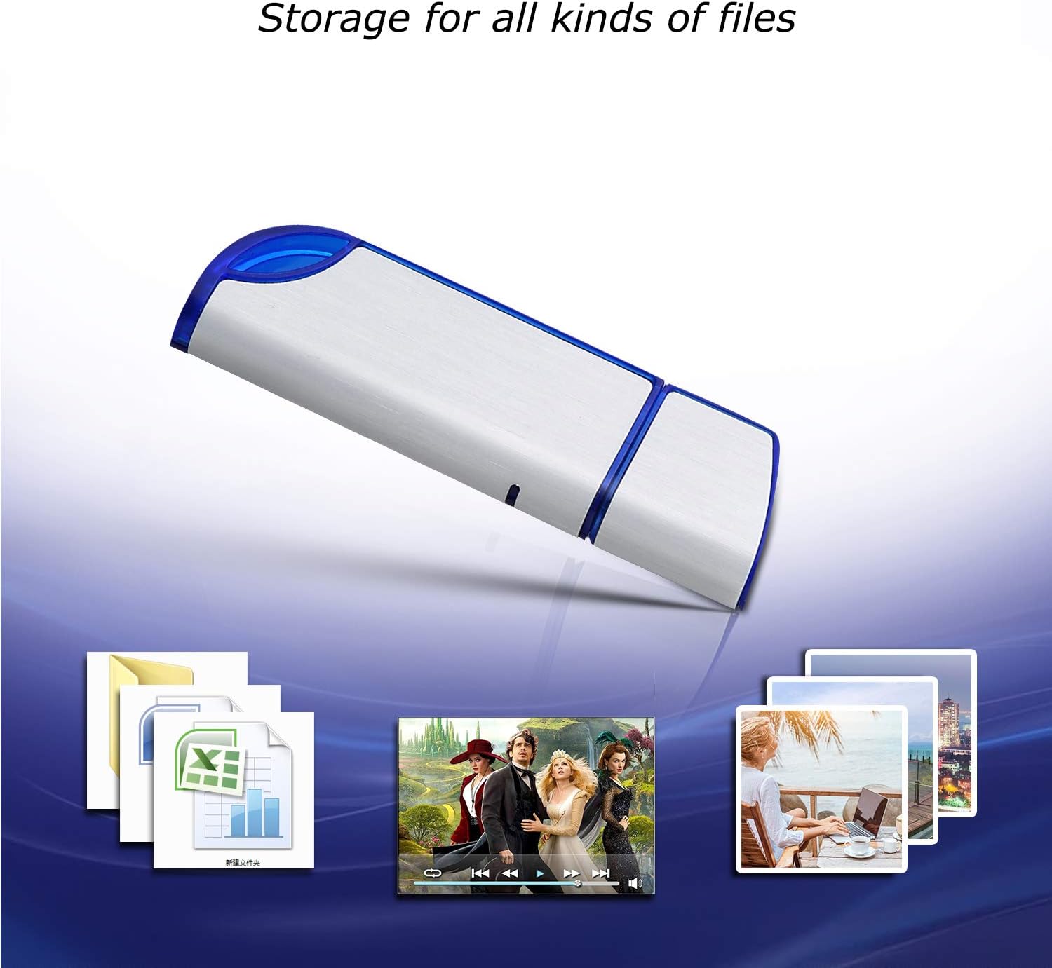 USB Drive, 32G FAT32 USB Flash Drive Memory Stick Thumb Drive for Computer/Laptop for Photo/Video Backup with Indicative Light Pack of 2