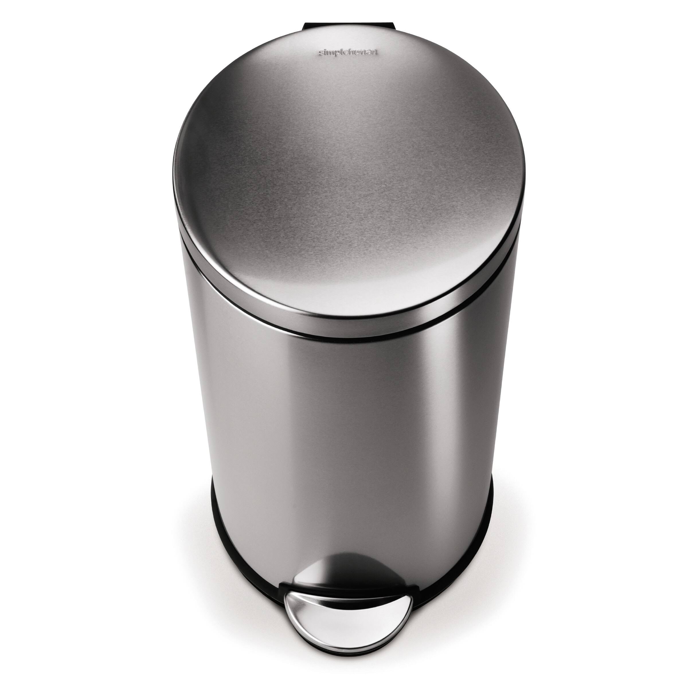 simplehuman 30L / 8 Gallon Round Step Trash Can, Brushed Stainless Steel