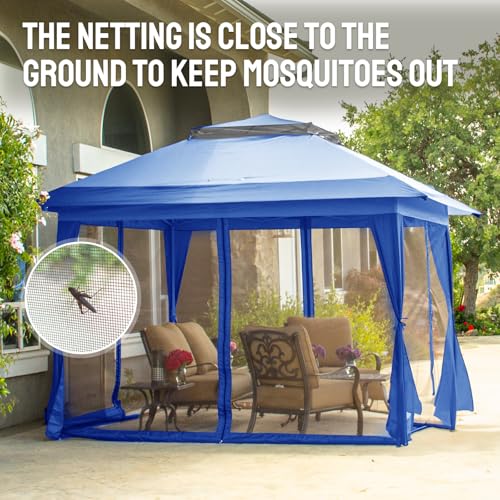CROWN SHADES 13x13 Pop Up Gazebo, Canopy Tent, Gazebos on Clearance - Outdoor Gazebo for Backyard & Patio Furniture - Carpa Pop Up Tent with Wheeled STO-N-Go Cover Bag (Grey)