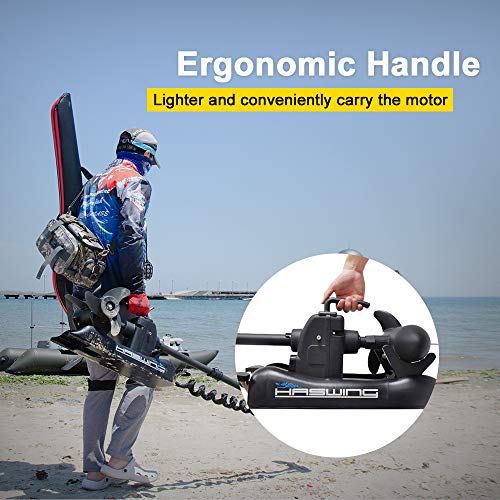 AQUOS Haswing Black 12V 55LBS 48inch Electric Bow Mount Trolling Motor with 2.4 G Remote Control for Inflatable Boat Kayak Bass Boat Aluminum Boat Fishing, Freshwater and Saltwater Use