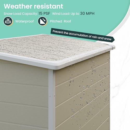 UDPATIO Outdoor Resin Storage Shed 6x4.5 FT, Plastic Garden Shed for Bike, Garbage Can, Tool, Outside Sheds with Lockable Door for Backyard, Patio, Lawn, Grey & White