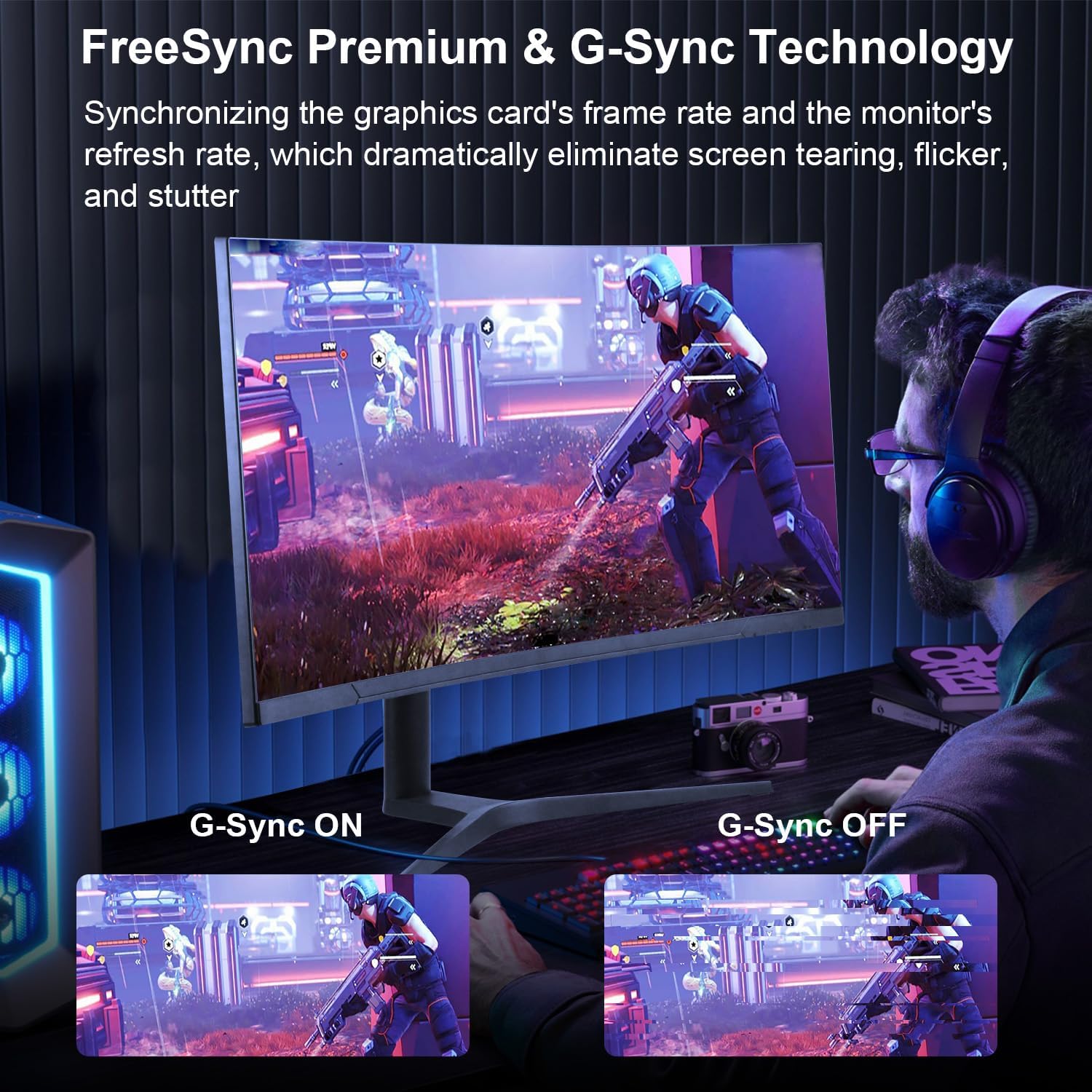 34" Curved WQHD 3440×1440 Gaming Monitor 165Hz, 1ms, 1500R, HDR 10, 100% sRGB PC Screen, AMD Free-Sync Premium/G-Sync Compatible, 2 x DispalyPort 1.4 & HDMI 2.0, Height/Tilt Adjustable Stand, Black
