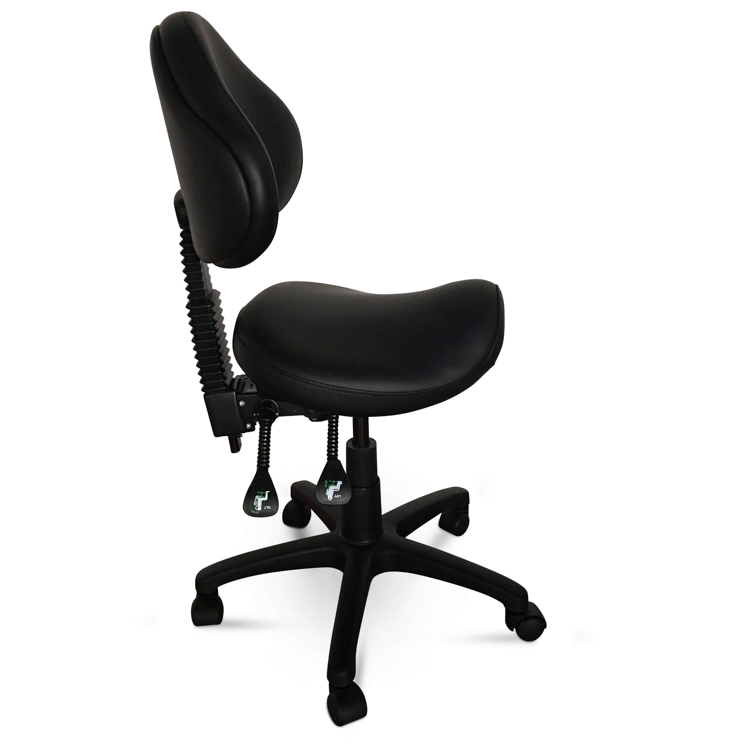 ES Ergonomic Rolling Saddle Stool with Adjustable Height and Backrest