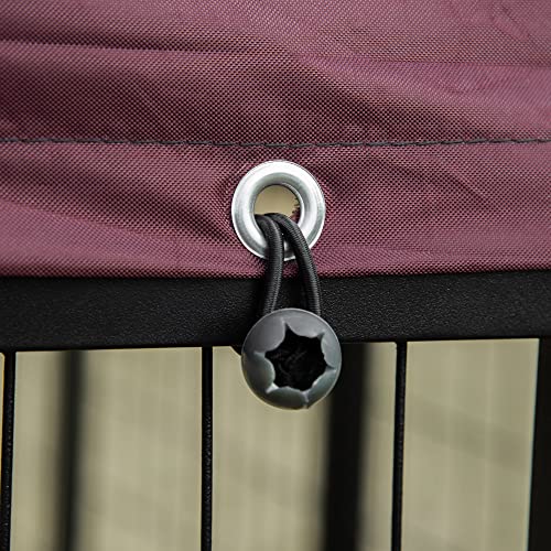 PawHut 4.6' x 4.6' x 5' Dog Kennel Outside, Welded Wire Outdoor Dog Kennel Run with Waterproof & UV Resistant Cover, for S&M Breeds, Chickens, Ducks, Black