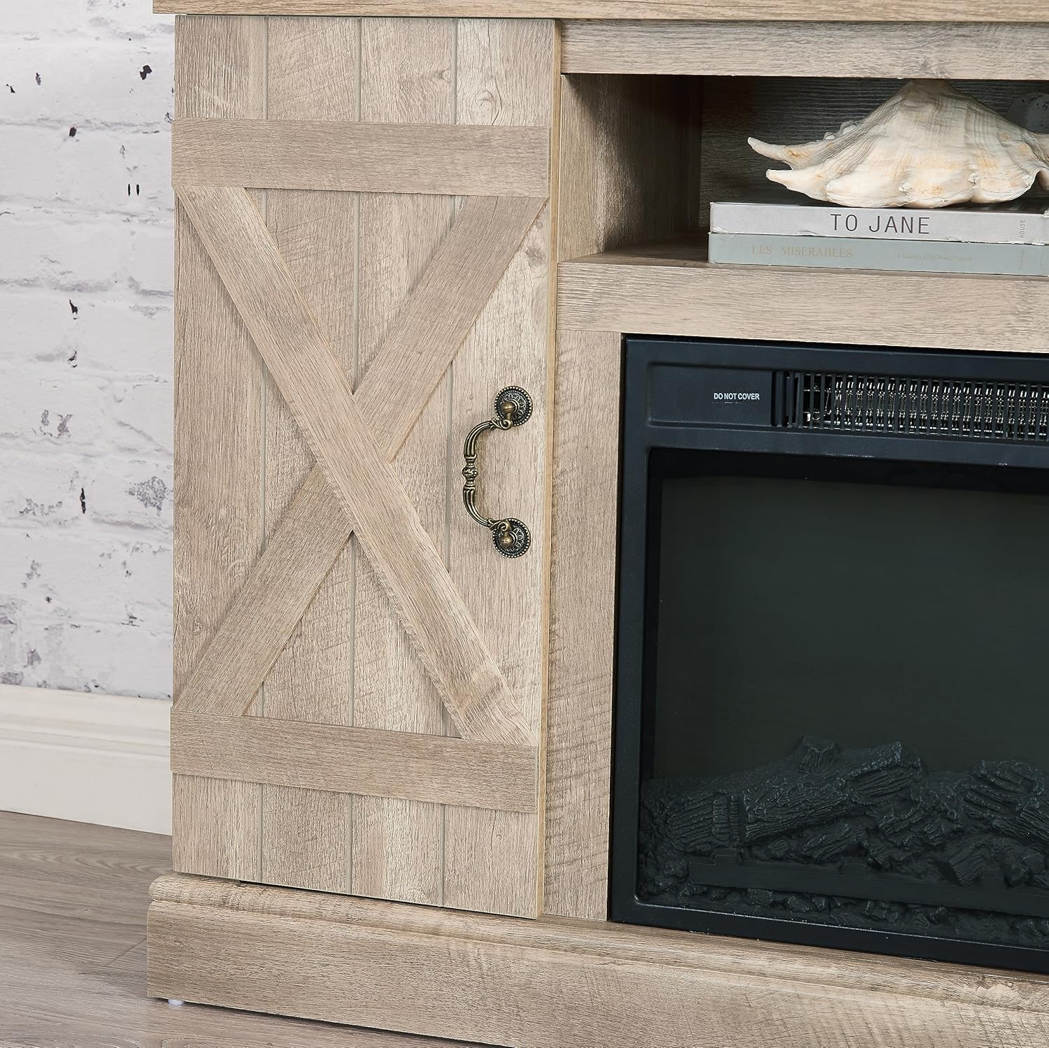 LANTRO JS Electric Fireplace TV Stand Tv Stands for Living Room with Fireplace Entertainment Center with Fireplace with 18inch Fireplace Insert for TV up to 50inch Light Gray