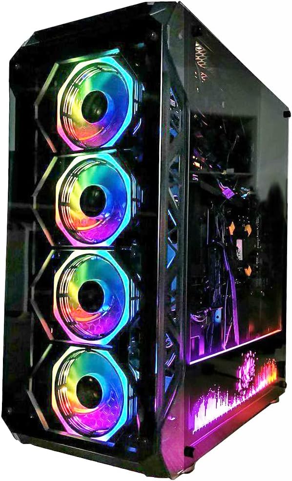 Rhinomax A17 Series Phoenix Full-Tower E-ATX/ATX/M-ATX Computer Gaming Case with 3-Sided Reinforced Glass, USB 3.0, 6 ARG Light-Emitting 12cm Fans with 1 ARGB Fan Controller