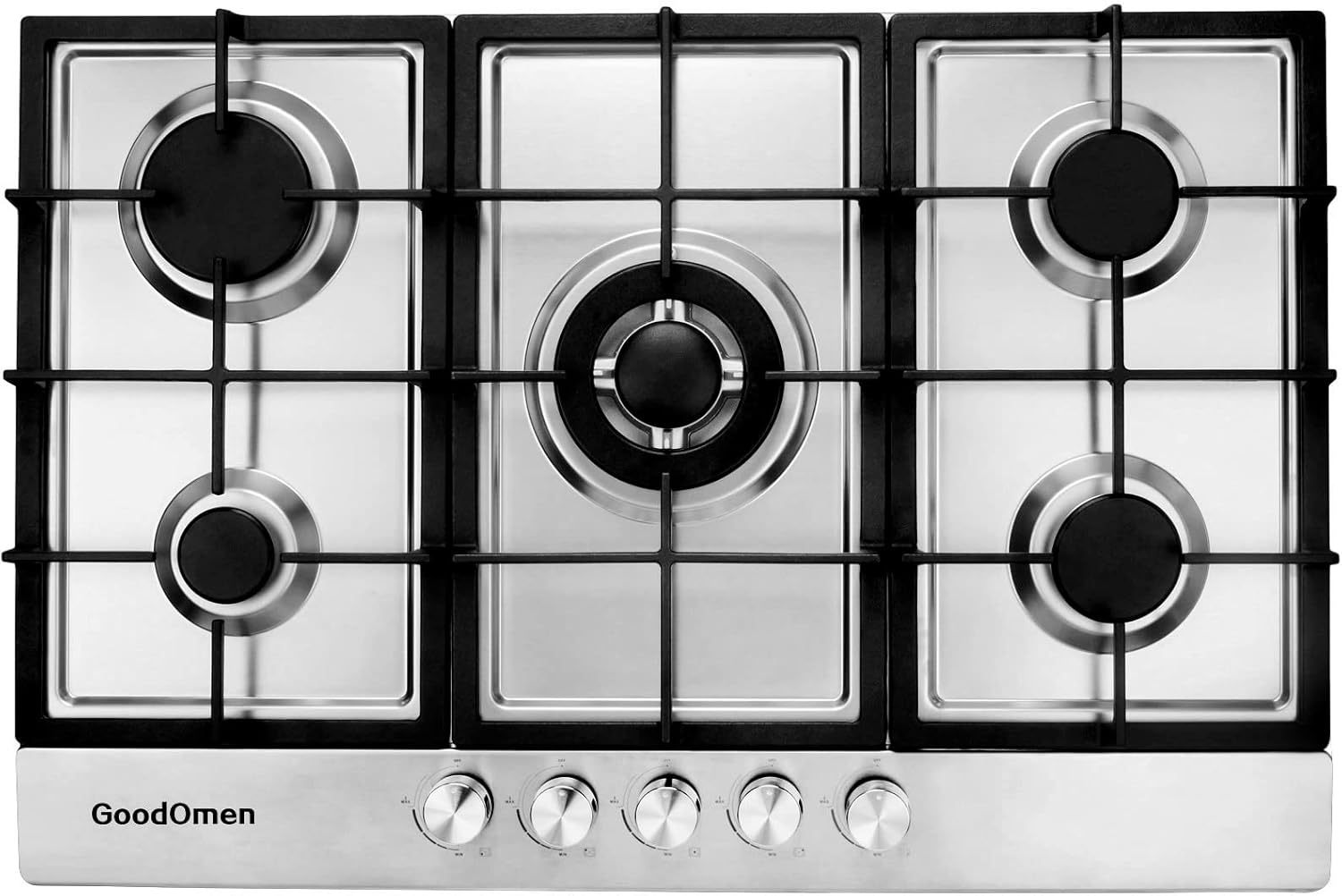 Gas Cooktop 36 inch with 5 Sealed Burners in Stainless Steel, Built-in Stovetop with Thermocouple Protection, Gas Stove Top with Cast Iron Grates, Gas Hob with LPG/NG Convertible and Easy to Clean