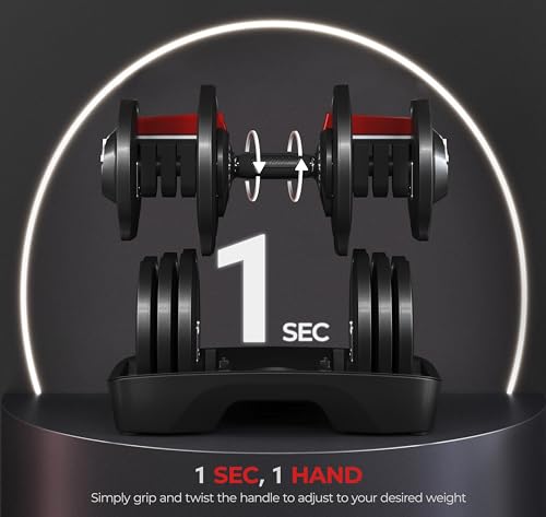 Yaheetech Adjustable Dumbbell Set 28/40/52.5/90LBS Adjustable Dumbbells Fast Adjust Dumbbell Weight Set with Anti-Slip Handle and Tray for Men/Women Home Gym Strength Training Equipment Single/Pair