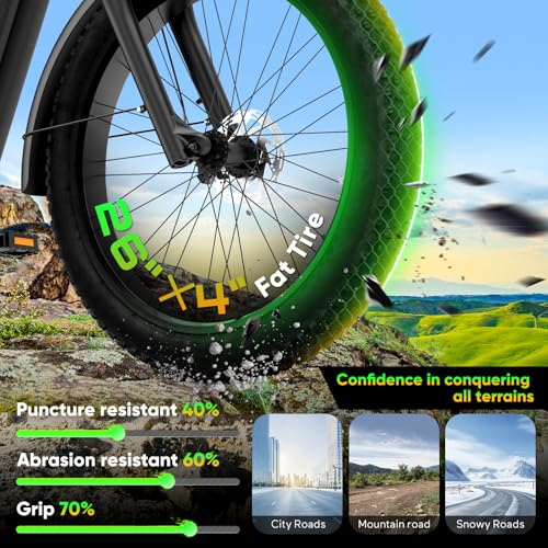EB60 26" Fat Tire Electric Bike for Adults,2000W Motor Peak 2500W Up to 35MPH&70Miles,48V 20.8AH Hidden Battery,Commuting Electric Mountain Bike, 7 Speed Gear, Hydraulic Brake Ebike
