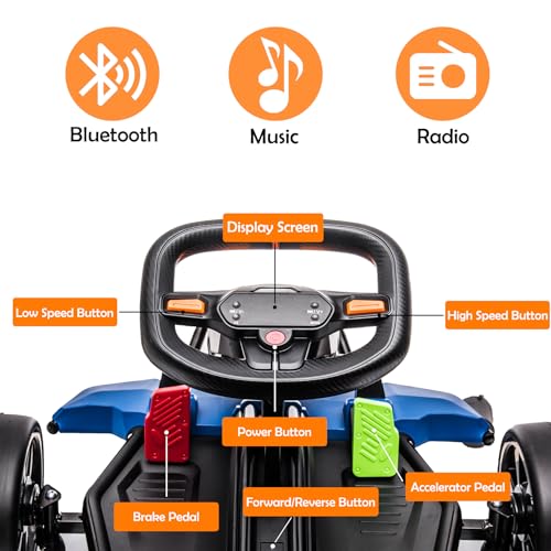 24V Electric Go Kart for Kids, 400W Powerful Motor Drift Racing Go Kart, Licensed McLaren Electric Go Kart with Drift Race Pedal, 2 Speeds Drift Kart with Damping System, Music, Racing Flag, Seat Belt