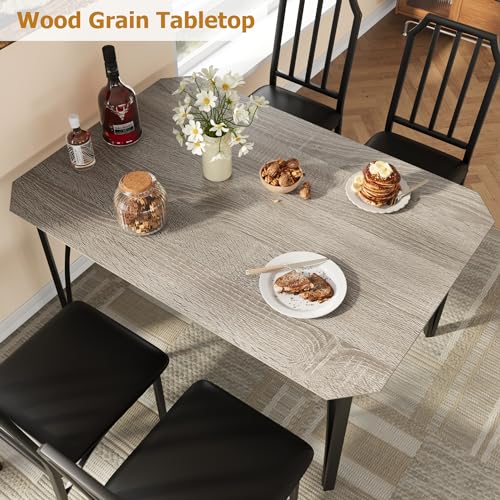 GAOMON Dining Table Set for 2, Kitchen Table and Chairs with Chamfer Design, 3 Piece Dining Room Set with Cushion Seats for Small Spaces, Home Kitchen, Apartment - Rustic Brown