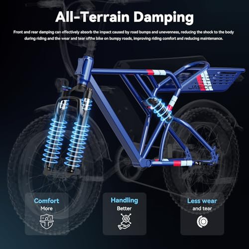 Jasion RetroVolt Electric Bike for Adults,【1500W Peak Motor & 30MPH & 70Miles】 Electric Dirt Bike,Dual Suspension Ebikes for Adults, 20" Fat Tire Ebike with 48V 13Ah Battery, UL 2849 Tested