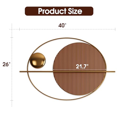 YUDACHU Metal Wall Art Gold Wall Decor for Living Room, Modern Creative Geometric Round Wall Art Decor 59" × 19.6" Large 3D Wall Accents for Bedroom, Dining Room, Wall Sculptures