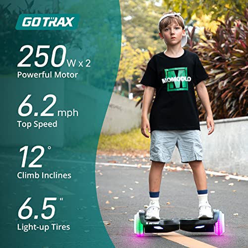 Gotrax Hoverboard with 6.5" LED Wheels & Headlight, Max 4/6 Miles Range, 6.2mph Power by Dual 200W/250W Motor, UL2272 Certified and 50.4Wh/93.6Wh Battery Self Balancing Scooters for 44-176lbs Kids