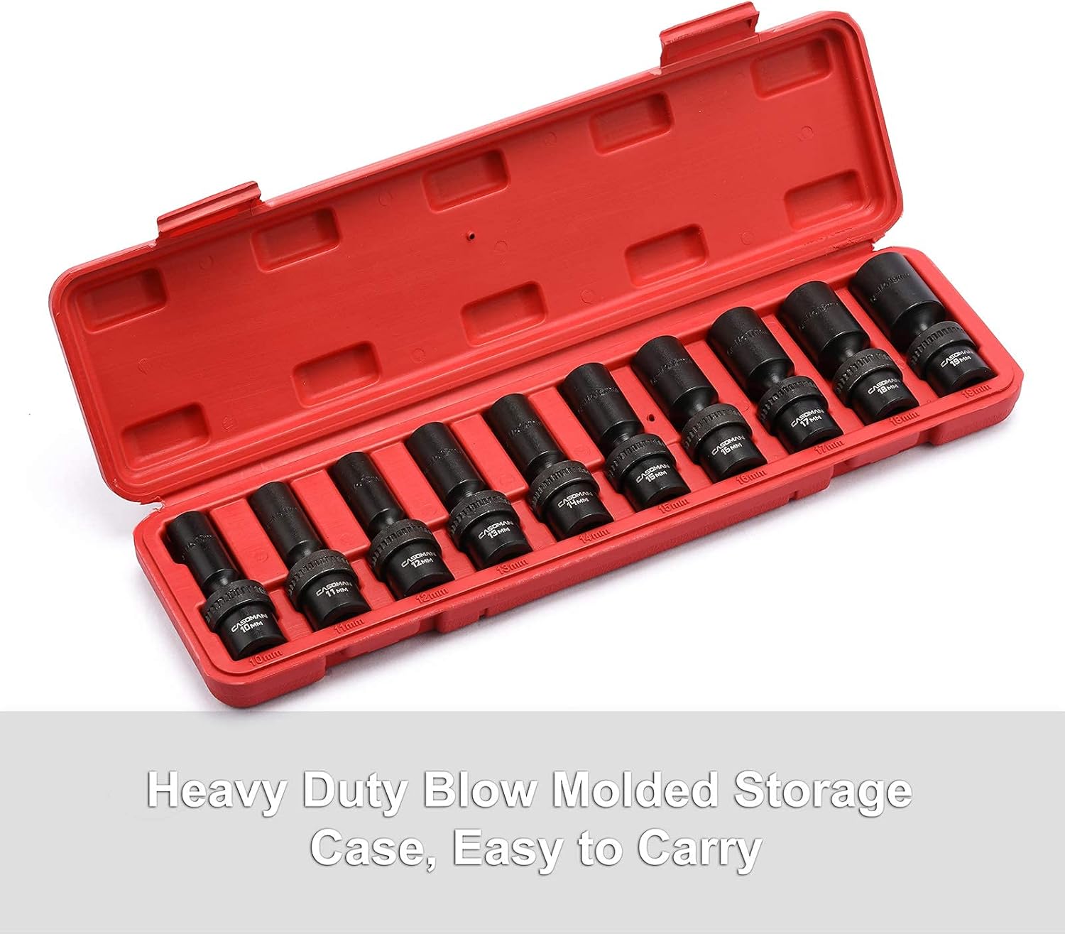CASOMAN 15 PCS 3/8" Drive Shallow Universal Impact Socket Set, 6 Point, Metric,8-22mm