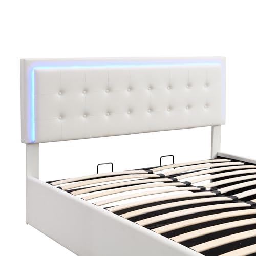 Lift Storage Bed Queen Size Linen Upholstered Platform Beds Modern Queen Bed Frame with a Hydraulic Storage and Slat Support, Gray ，Queen Bed