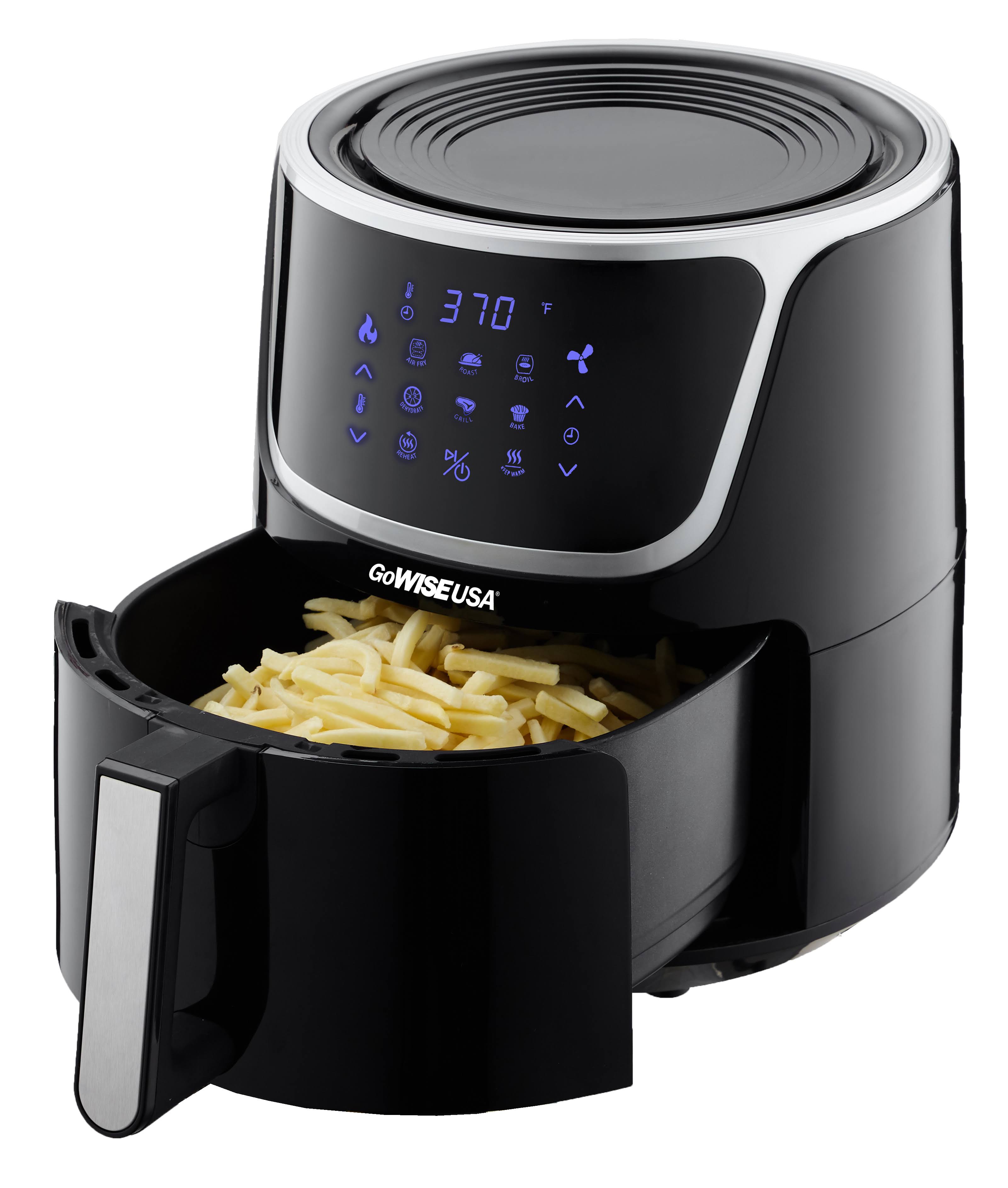 GoWISE USA Electric Air Fryer with Dehydrator - Black/Silver 7 qt