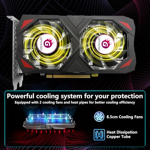 GTX 1060 6GB Graphics Card GDDR5 192Bit 4K VR Ready Video Cards with Dual Cooling Fans, Support Direct X12 PCIe3.0 * 16 HDMI DVI DP, High Performance for Gaming and Creative Work