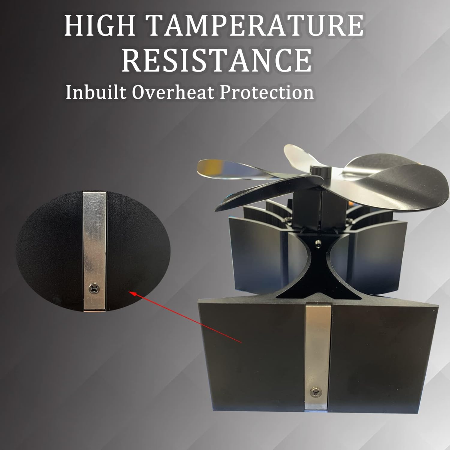 Wood Stove Fan - 5 Blades Heat Powered Stove Fan for Fireplace/Wood Burning/Log Burner,Thermoelectric Eco Non Electric Fan,Wood Pellet Stove Gas Fireplace Accessories with Magnetic Thermometer Pack of 2