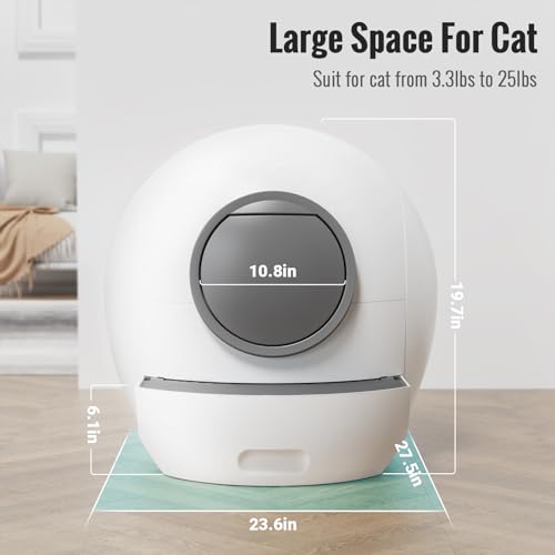 Self Cleaning Litter Box, Upgraded Automatic Cat Litter Box Self Cleaning for Multi Cats, 60L Smart Litter Box with Mat Safety Protection/Odor Removal 1-Year Machine KungFuPet W-arranty