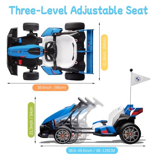 36V Electric Go Kart for Kids, Licensed BMW Battery Powered Drift Racing Go Kart, 7.5 MPH Drift Kart with Dual 300W Powerful Motor, Kids Race Pedal Go Karting Car w/Adjustable Speed, White