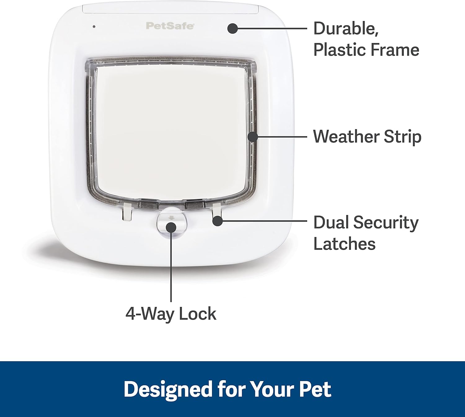 PetSafe Microchip Cat Door, Exterior or Interior Pet Door - Multi-User RFID Access Up To 40 Pets, 4-Way Locking, Weatherproof, DIY Easy Install, Hardware Kit; Privacy for Cat Litter Box or Pet Feeder