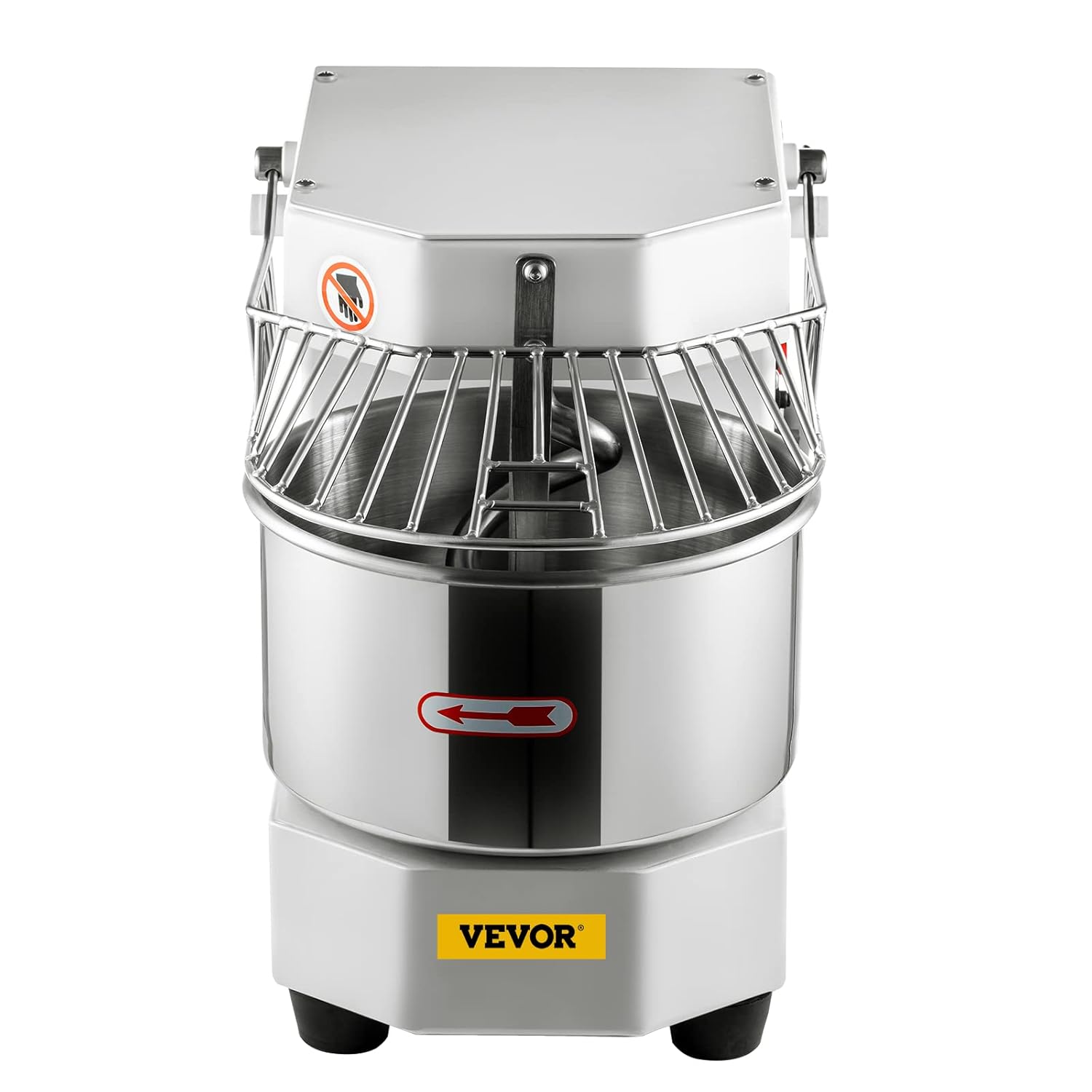 VEVOR Commercial Food Mixer, 7.3Qt Capacity, 450W Dual Rotating Dough Kneading Machine with Food-grade Stainless Steel Bowl, Security Shield & Timer Included, Baking Equipment for Restaurant Pizzeria