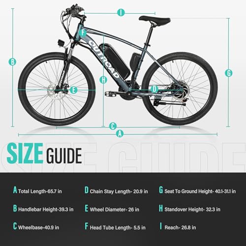 Outroad Electric Bike for Adults with Removable Battery, 40Miles 20MPH Commuting Electric Mountain Bike with 36V 350W/500W(Peak) Brushless Motor, 21-Speed Gear, 26" Tires and Front Fork Suspension