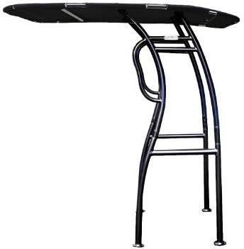 Dolphin Pro S2 T-TOP ? Folding Center Console Fishing Boat Tower Bimini Canopy, Marine Anodized Aluminum, Collapsible TTOP, Centre Fold Down Shade Roof (Black Powder Coat - Black Canopy)