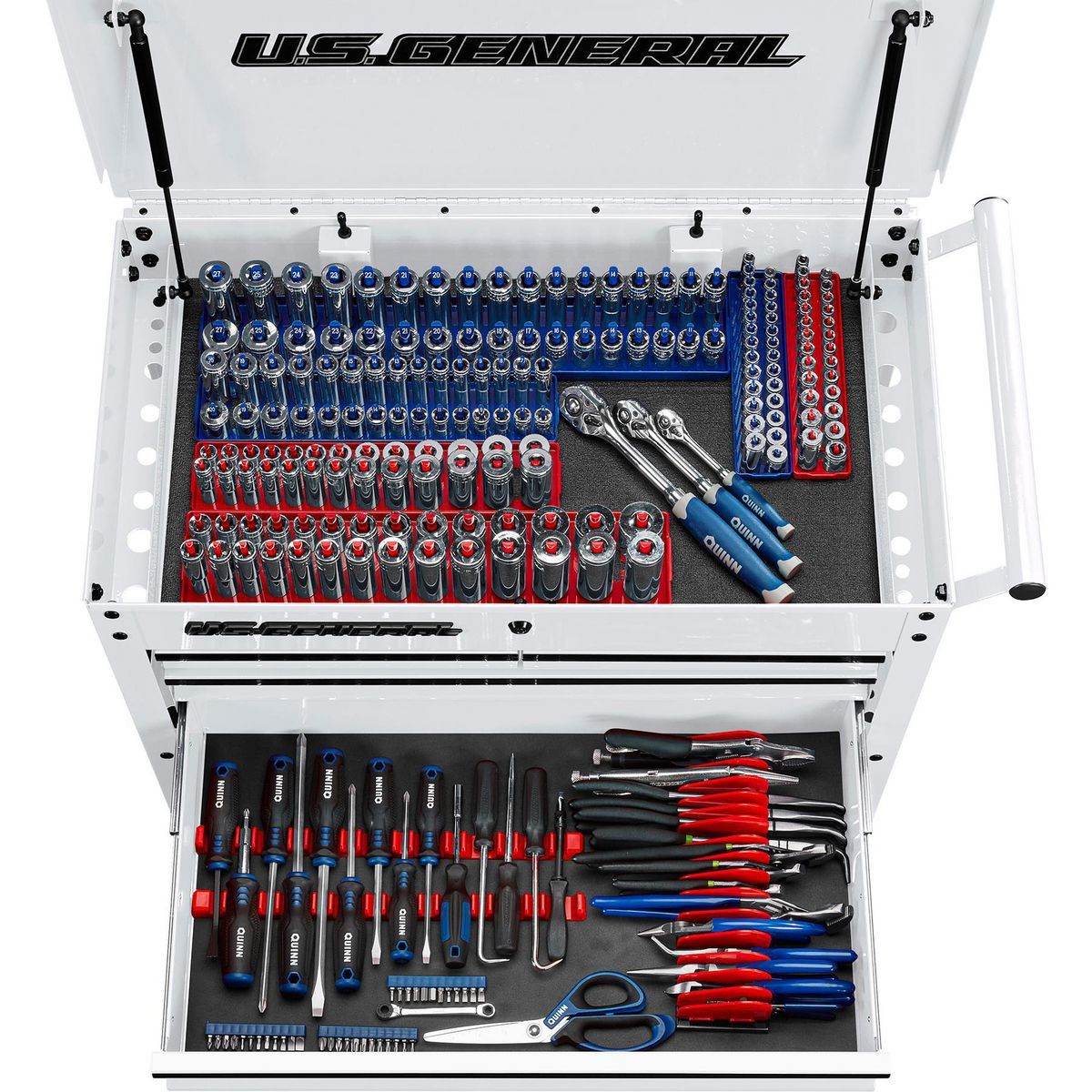 U.S. GENERAL 30 in., 4-Drawer Tech Cart, Red