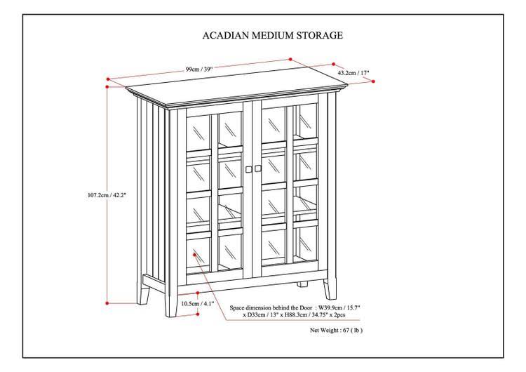 Simpli Home Acadian Solid Wood Medium Storage Cabinet in Light Golden Brown