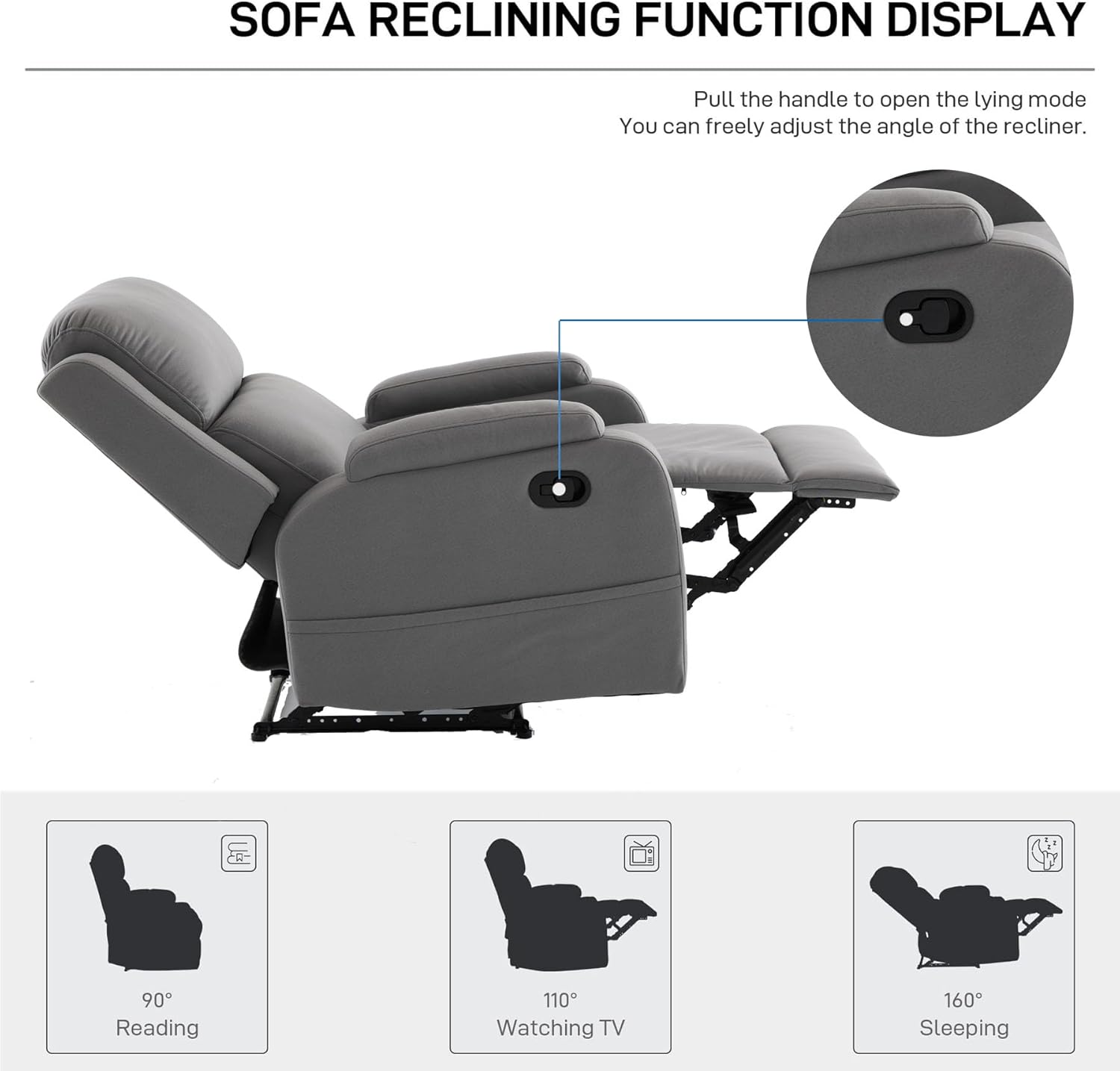 Lazy Boy Recliner Chairs for Adults,Leather Recliner Chair&Reclining Chair with Ajustable Backrest,Small Recliners for Small Spaces,Rocker Recliner&Lazy Boy Recliners,Manual,Havy Duty