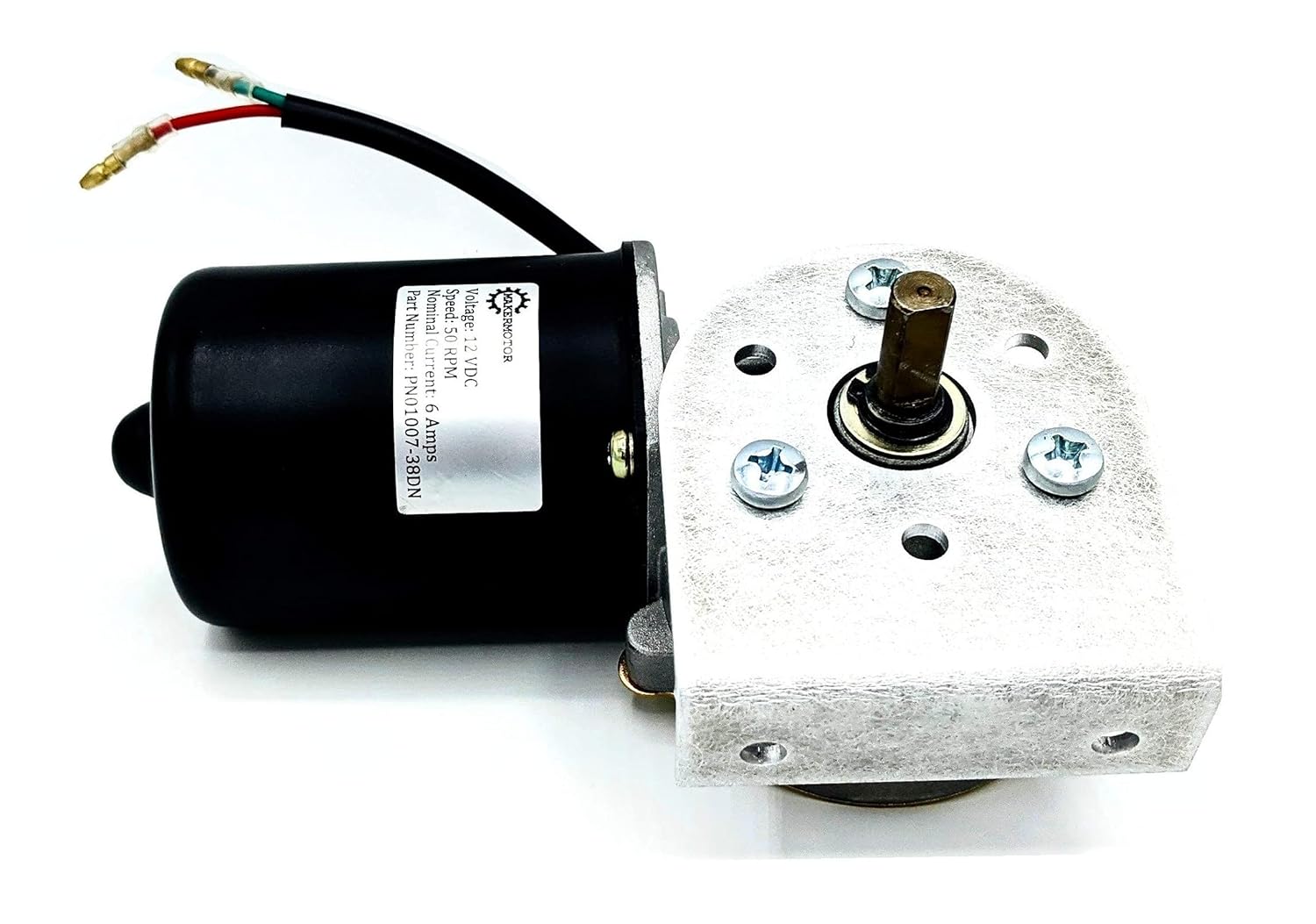Makermotor 3/8" D Shaft Electric Gear Motor 12v Low Speed 50 RPM Gearmotor DC + 90 Degree L Bracket