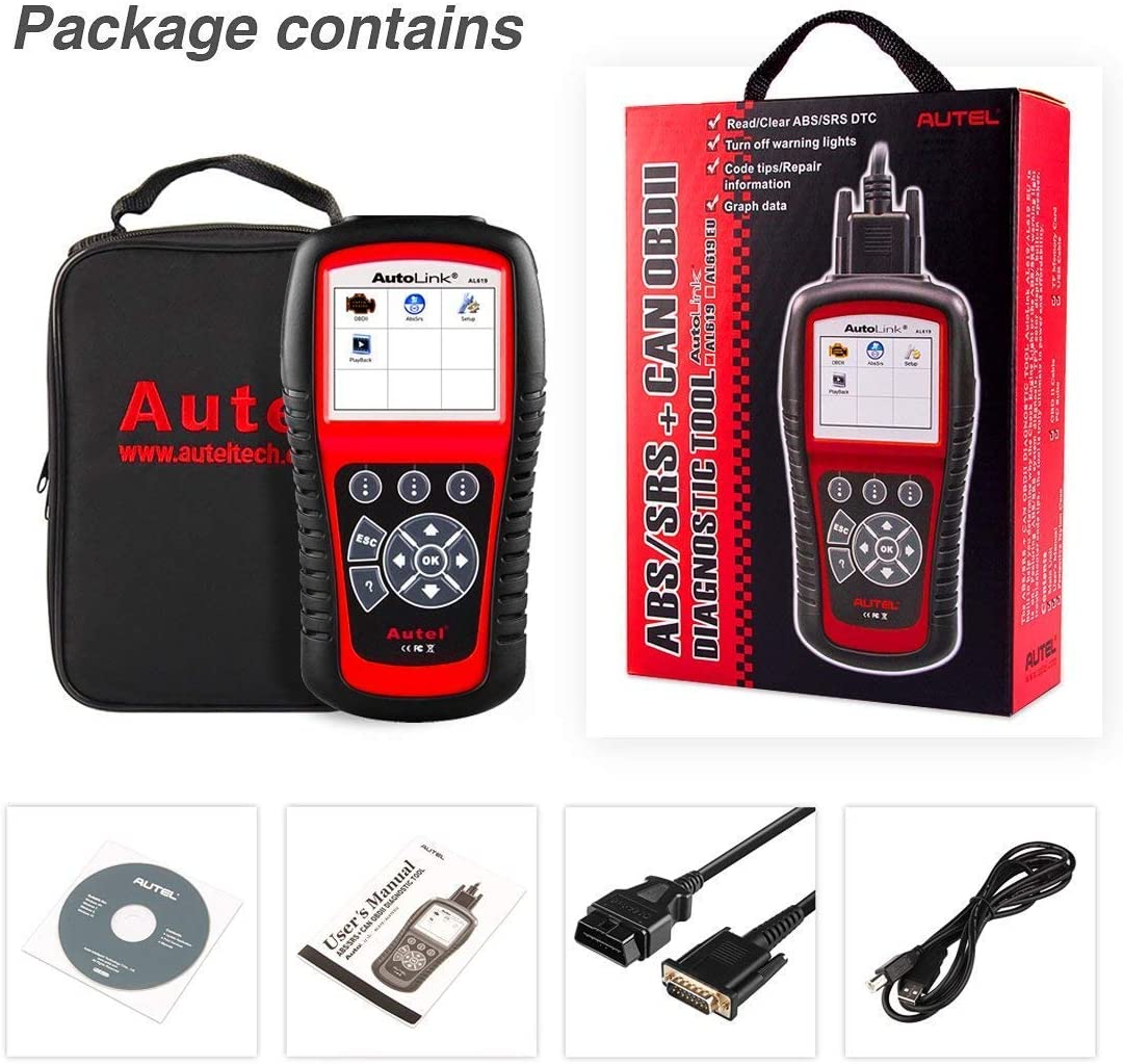 Autel AutoLink AL619 OBD2 Scanner ABS & SRS Airbag Car Diagnostic Scan Tool, Advanced Ver. of AL519, ML519, AL319 Code Reader