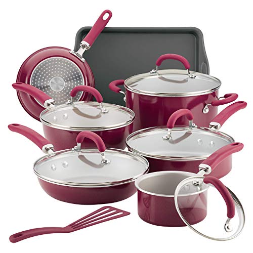 Rachael Ray Create Delicious Nonstick Cookware Pots and Pans Set, 13 Piece, Gray Shimmer