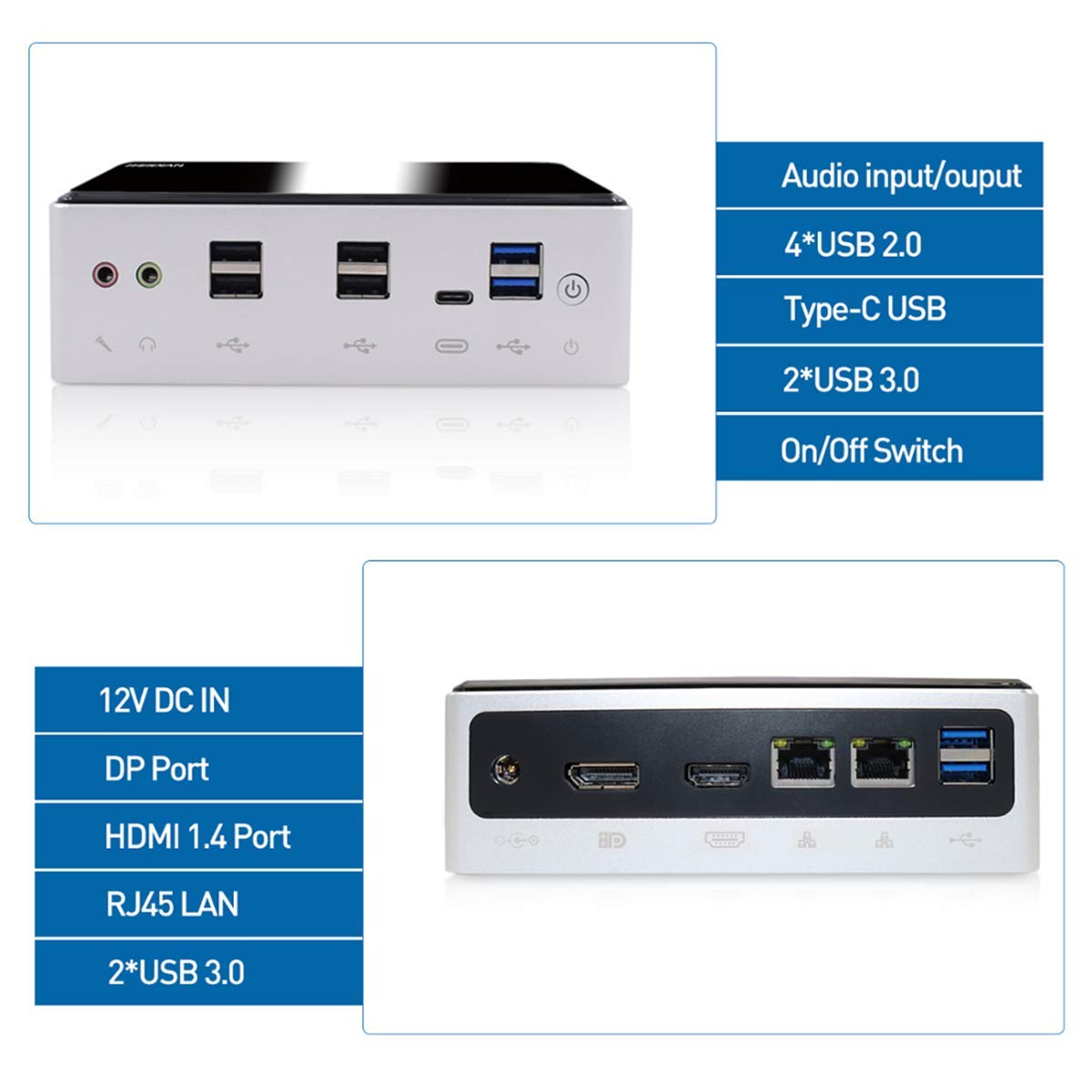 VENOEN Mini PC Core i7 10750H UHD Graphics 630,Windows 10 Pro Mini Desktop Computer,DDR4 64GB RAM/1TB NVME SSD,2 Gigabit Ethernet,HD-MI 2.0,DP,TPC,Dual Band WiFi/BT 4.2