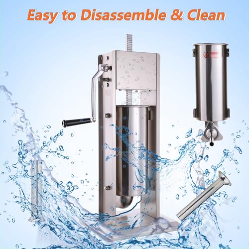 Hakka 15 Lb/7 L Sausage Stuffer 2 Speed Stainless Steel Vertical Sausage Maker