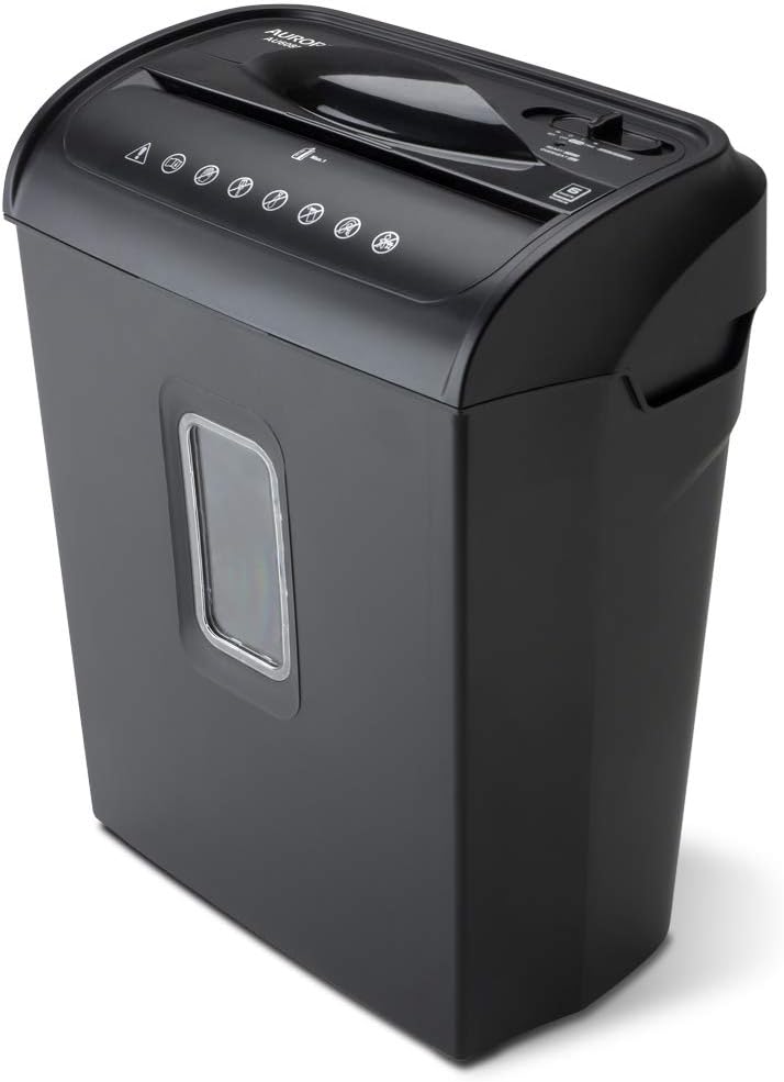 Aurora High-Security 8-Sheet Micro-Cut Paper Credit Card Shredder Black