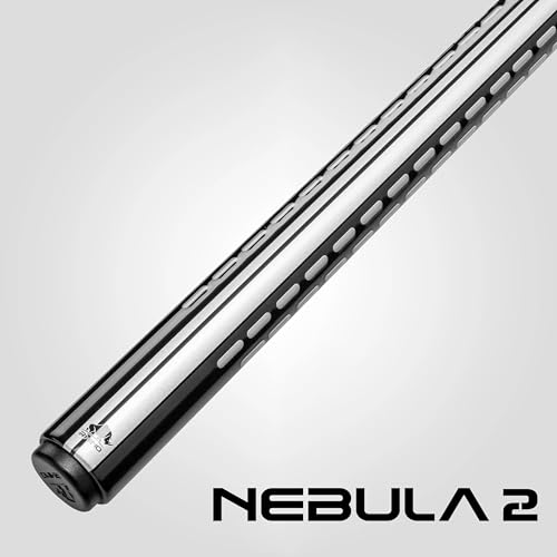 RHINO Nebula 2 Pool Cue - 100% Carbon Fiber Shaft & Composite Butt. Time Crystal Tip, Pro Taper Design, 12.4 mm,12.8 mm. 3/8-8 Joint, 3D Friction Grip. Low Deflection Pool Cue